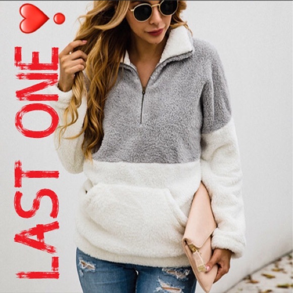 sunsparkles Tops - DONATED!! Grey & White half zip pullover cozy